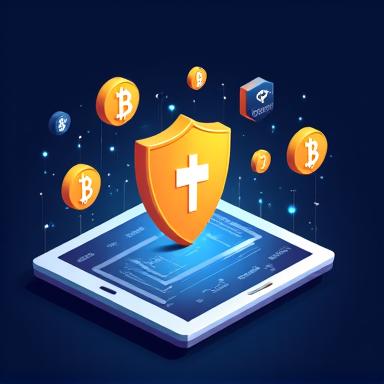 Illustration of a secure digital wallet on a screen surrounded by various crypto coins, symbolizing asset protection.